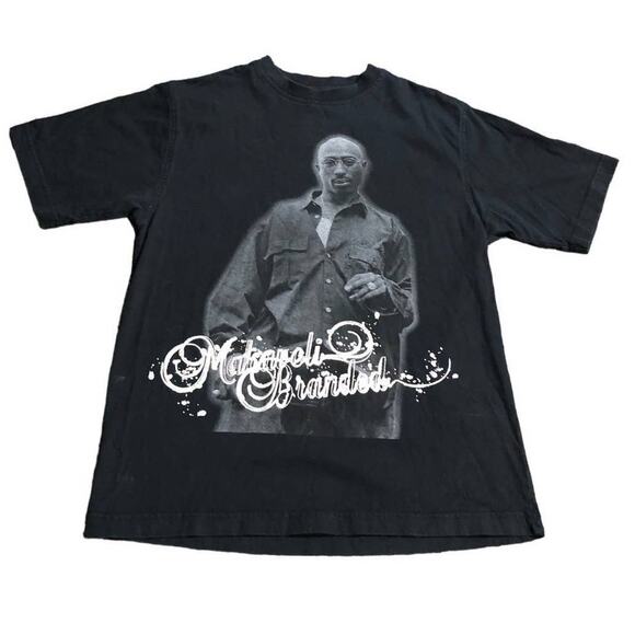 Vintage Tupac Makaveli Branded black graphic short sleeved tshirt - Picture 1 of 3